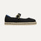 The Espadrille Mary Jane in Black, shown from the side. 