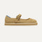 The Espadrille Mary Jane in Metallic Golden Sun, shown from the side. 