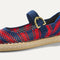 Close up of the vamp of The Espadrille Mary Jane in Cherry Tide. 