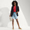 Alternate view of a model wearing The Espadrille Mary Jane in Metallic Golden Sun.