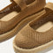 Close up of the vamp of The Espadrille Mary Jane in Wren. 