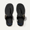The T-Strap Sandal in Black shown from the top.