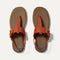 The T-Strap Sandal in Brick shown from the top.