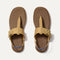 The T-Strap Sandal in Metallic Golden Sun shown from the top.