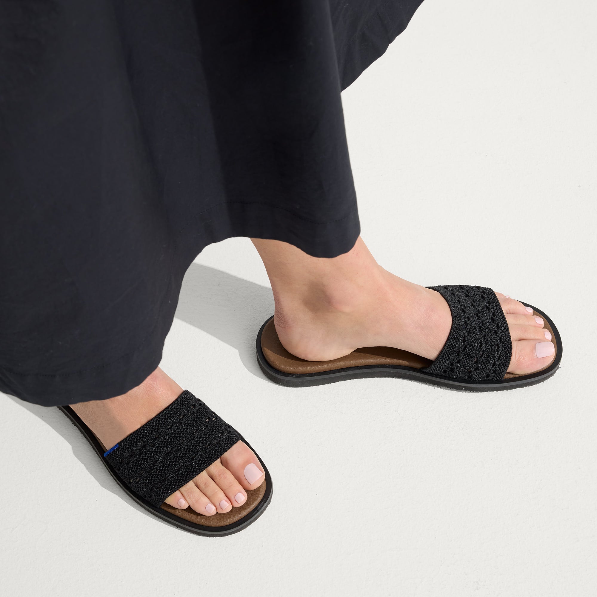 The Slide Sandal in Black Crochet | Women's Sandals | Rothy's