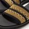 Close up of the top strap of The Slide Sandal in Gilded Crochet. 