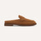 The Penny Loafer Mule in ReVelvet Caramel shown from the side.