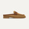 The Penny Loafer Mule in Wheat Raffia-Knit shown from the side.