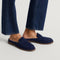 hover | Model wearing The Penny Loafer Mule in ReVelvet Navy.