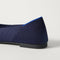Close up of the heel of The Point III in Navy, with Rothy's signature blue halo. 