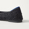 Close up of the heel of The Point III in Graphite Tweed, with Rothy's signature blue halo.