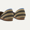 Close up of the back heel of The D'Orsay Point in Shortbread Stripe