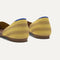 Close up of the back heel of The D'Orsay Point in Daffodil Stripe
