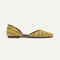 The D'Orsay Point in Daffodil Stripe shown from the side. 