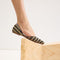 hover | Model wearing The D'Orsay Point in Shortbread Stripe