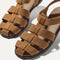 Close up of the straps across the top of The Fisherman Sandal in Pecan. 