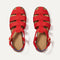 The Fisherman Sandal in Scarlet shown from the top.