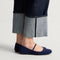 hover | Model wearing The Max Square Mary Jane in ReVelvet Navy.