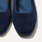 Top view of the square toe and rounded vamp of The Max Square Mary Jane in ReVelvet Navy.