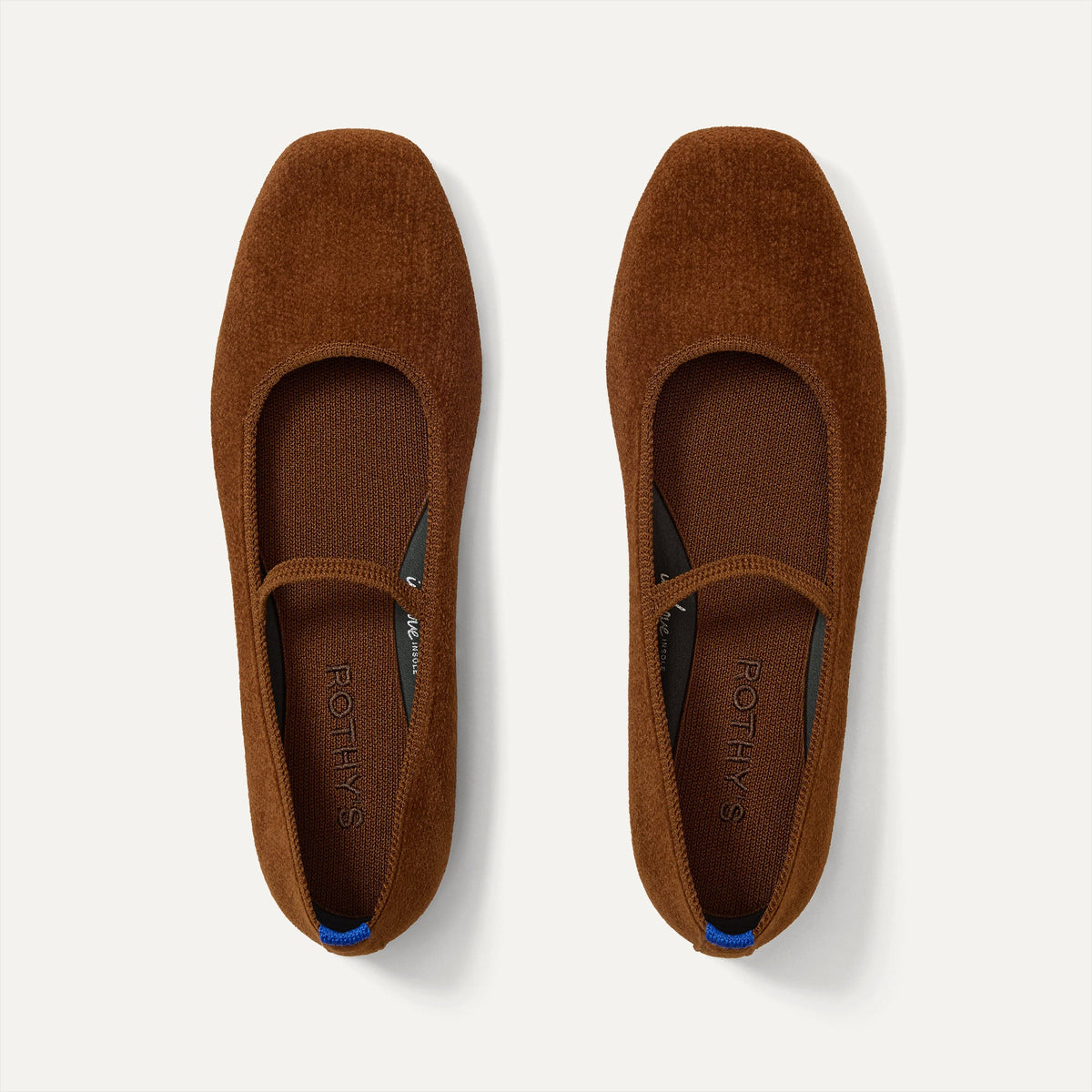 The Max Square Mary Jane in ReVelvet Russet shown from the top.