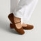 hover | Model wearing The Max Square Mary Jane in ReVelvet Russet.