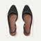 The Almond Slingback in Eyelet Black shown from the top.