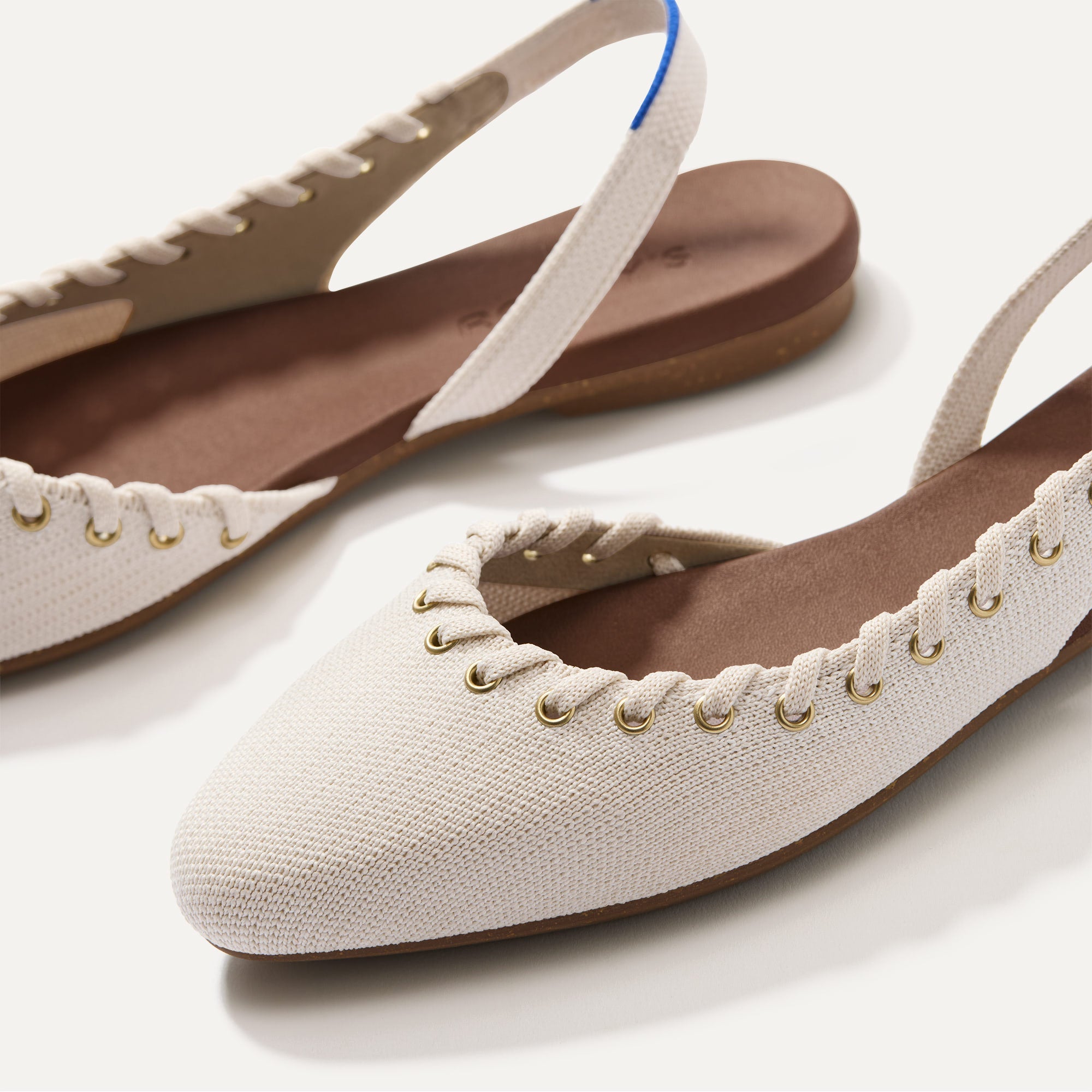 The Almond Slingback in Eyelet Ivory Women's Flats Rothy's