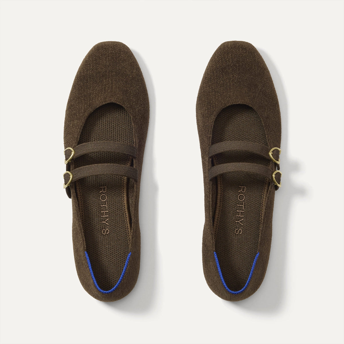 The Double Buckle Mary Jane in ReVelvet Bistro shown from the top.