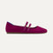 The Double Buckle Mary Jane in ReVelvet Mulberry shown from the side.
