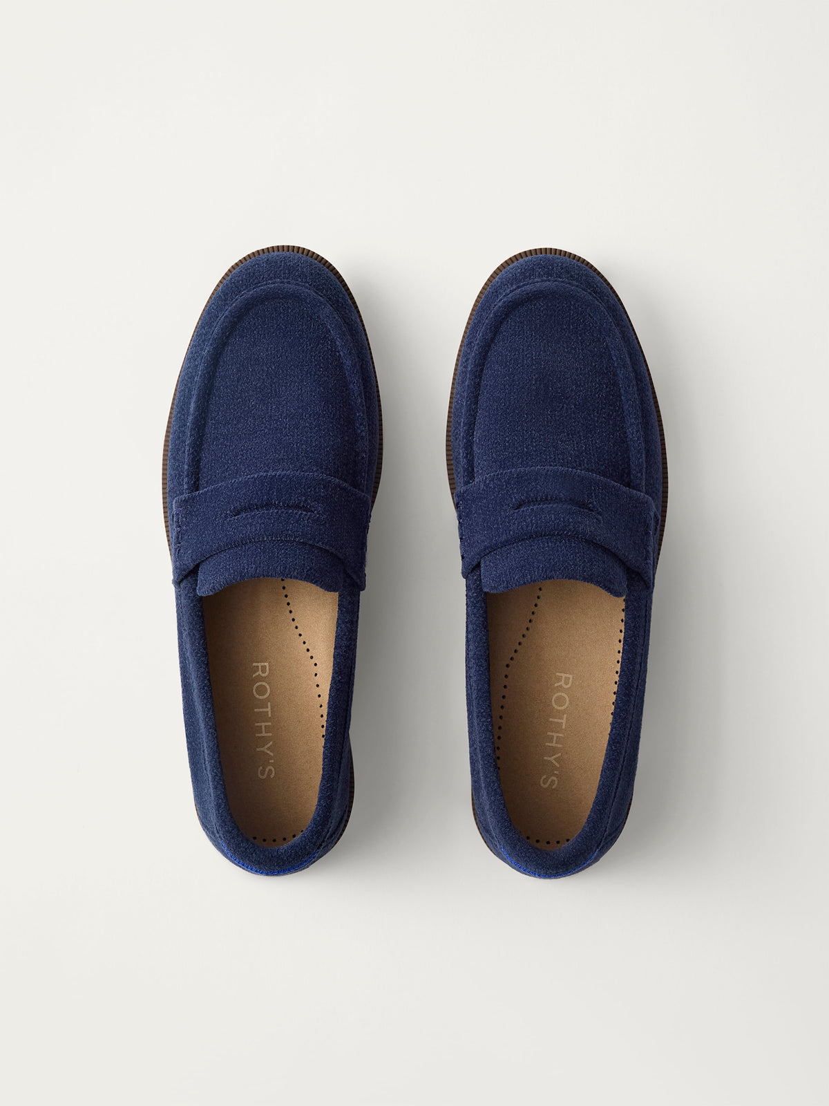 The Penny Loafer	in ReVelvet Navy view from the top.