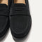 Close up of the toe box and penny keeper of The Penny Loafer in ReVelvet™ Black.