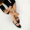 hover | Model wearing The Square Mary Jane in Studded Black. 