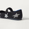 Close up of the heel of The Kids Mary Jane in ReVelvet™ Metallic Stardust.