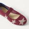 Close up of the toe and vamp of The Kids Mary Jane in ReVelvet™ Metallic Twinkleberry.