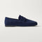 side | The Ravello Penny Loafer in Deep Navy shown from the side. 