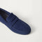 Close up of the vamp and penny keeper detail on The Ravello Penny Loafer in Deep Navy.