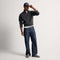 model | Alternate view of a model wearing The Teddy Men's Clog in Ash Herringbone. 
