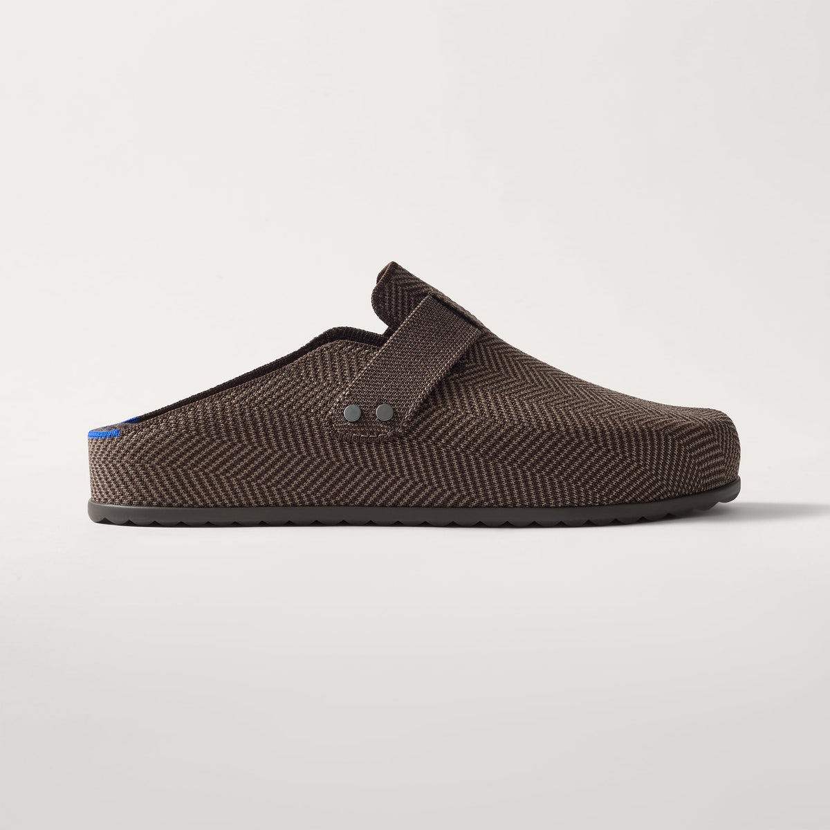 side | The Teddy Men's Clog in Umber Herringbone hown from the side.  