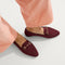 hover | Model wearing The Double Bit Loafer in Deep Maroon. 