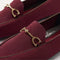 Close up of the bit hardware and vamp of The Double Bit Loafer in Deep Maroon. 