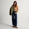 Alternate view of a model wearing The Casual Clog in ReVelvet™ Khaki Cat. 