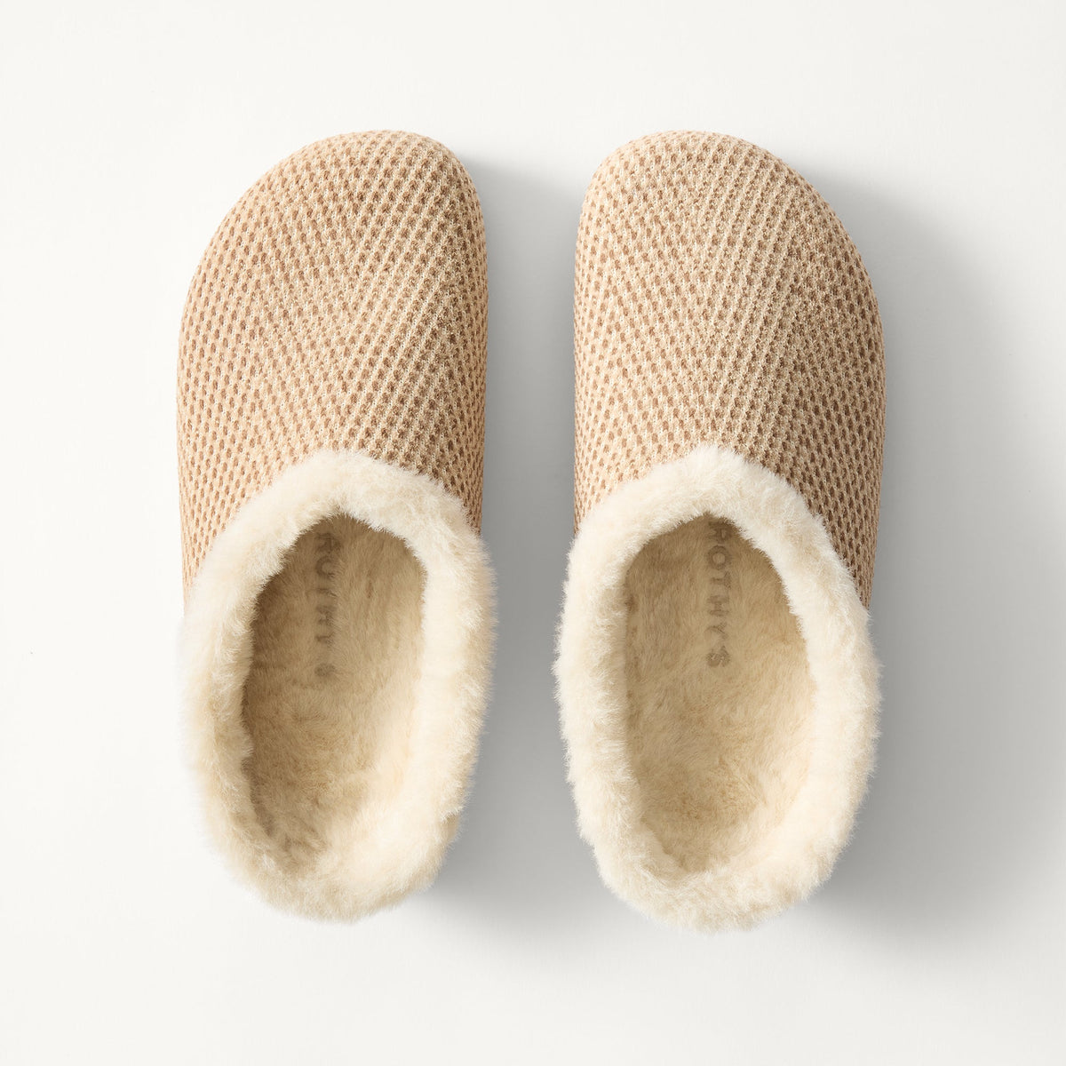 PDP | The Après Clog in ReVelvet Cream Herringbone shown from the top.