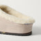 Close up of the heel of The Après Clog in ReVelvet Dove.