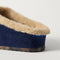 Close up of the heel of The Après Clog in ReVelvet Navy.