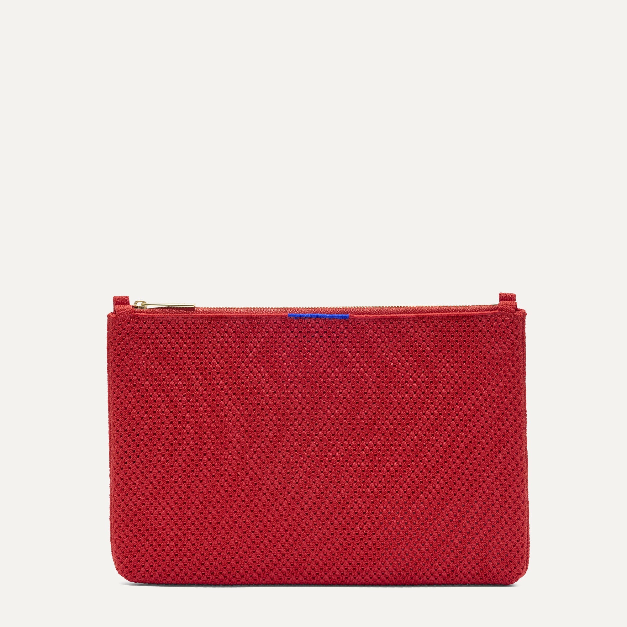 PDP |The Convertible Clutch in Scarlet Open-Knit, shown from the front.