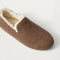 Close up of the toe and vamp of The Teddy Men's Slipper in Cocoa Spice.