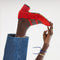 hover | Model wearing The Double Buckle Mary Jane Heel in Bright Red.