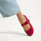hover | Model wearing The Kids Tux Bow Mary Jane in ReVelvet™ Ruby.