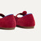 Close up of the heel of The Kids Tux Bow Mary Jane in ReVelvet™ Ruby.