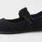 Close up of the bow detail of The Kids Tux Bow Mary Jane in ReVelvet™ Black.